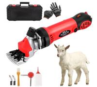 Electric Sheep Clippers, 900W Wool Shears with 6-Speed Adjustment & Professional 13 Teeth Blade, Stainless Steel Blade Electric Sheep Shears for Goats Cattle Farm Livestock Red