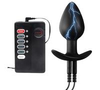 Electric Shock Anal Sex Toy Butt Plug Prostate Massager Anal Plug Trainer Electro Power Box Massager Toys Wearable Adult Sex Toy for Men and Women Black