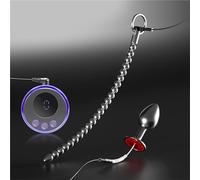 Electric Shock Bead Urethral Plug with Pull Ring Bullet Metal Anal Plug with 9 Modes Male Urethral Masturbation Electric Shock Set