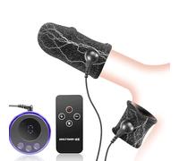 Electric Shock Male Glans Testicles Fabric E-stim Rings, Male Chastity Electro Chastity Device Penis Bondage Set, 8 Modes Electric Cock Ring Chastity SM Sex Toys for Men Couples