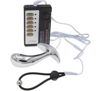 Electric Shock Metal Anal Plug and Penis Ring Stainless Steel Butt Plugs Prostate Massage G-spot Trainer Anal Plugs Beginners Electro Stimulation Starter Set for Women Men Sex Toys (S)