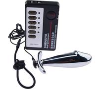 Electric Shock Metal Anal Plug with Bondage Cock Ring for Men and Women Metal Dildo Electric Shock Set