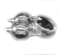 Electric Shock Scrotum and Penis Ring Male Chastity Cage Penis Ring Scrotum Stretcher Restraint Adult Male Sex Toys (Transparent, Without Power)
