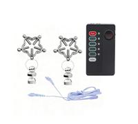 Electric Shock Stainless Steel Nipple Clamps - Adjustable Screw Clip Electro Stimulation Nipple Clips with Weighted Metal Pendants, Adult Play Accessories for Couples (Four-Leaf Clover Shape)