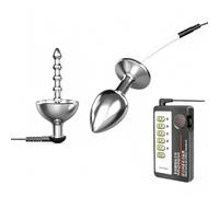 Electric Shock Urethral Sounds & Anal Plug Set, Male Electrical Stimulation Stainless Steel Beads, E-stim Penis Butt Dilator Cock CBT Torture Sex Toys for Men Couples (A)