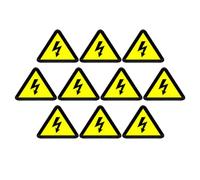 Electric Shock Warning Triangle Labels 10pcs 5cm Self-adhesive Yellow