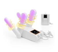 Electric Shoe Dryer, Boot Dryer, Foot Warmer, Shoe Heater, Shoe Warmer, Shoe Drying Stand, Glove Dryer with Timer Function, 4 Holders, 360° Quick Drying, Antibacterial