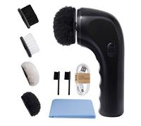 Electric Shoe Shine Kit, Sansent Electric Shoe Polisher Brush Shoe Shiner Dust Cleaner Portable Wireless Leather Care Kit for Shoes, Bags, Sofa (Dark Black), L (S-sp2000)