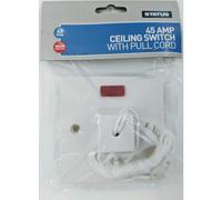 Electric Shower Ceiling Switch with Pull Cord 45 Amp Double Pole Isolator Isolation White Bathroom with Neon by Status