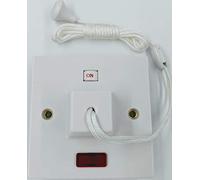 Electric Shower Ceiling Switch with Pull Cord 45 Amp Double Pole Isolator Isolation White Bathroom with Neon by Status