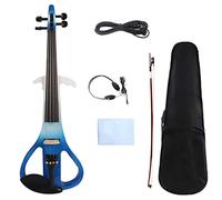 Electric Silent Violin 4/4 Natural Wood W/Case+bow Cable For Students, Beginners Aldult Full Size Violin (Color : Blue and white)
