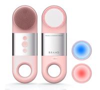 Electric Silicone Face Brush with 3 Vibration Levels & Cold/Hot Function, IPX7 Waterproof Rechargeable Facial Cleansing Brush (Hanging) for Men Women (Pink)