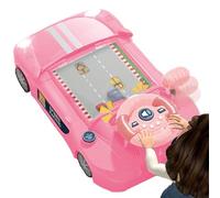 Electric Simulation Steering Wheel Toy with Sound Effect, Kid Simulator Driving Racing Game for Boys and Girls, Parent Interactive Educational Toy Xmas Gift for Kids Toddlers (USB Powered, Pink)