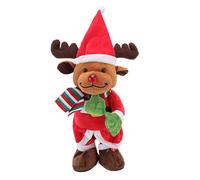 Electric Singing Plush Doll, Colorful Music Toy with 8 Songs for Kids and Adults, Dancing, Glowing, Swing Toys with Base, Christmas (Christmas Elk)