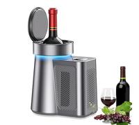 Electric Single Bottle Wine Cooler, Portable Wine Fridge with Digital Display, 2-20°C Temperature Control and LED Light, Quiet for Home, Camping Grey