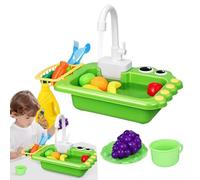 Electric Sink - Running Water Machine, Automatic Circulation Dishwasher, Battery Operated Kitchenette, Motorized Faucet Cleaning Station | Realistic Home Accessory Playboard For Preschoolers