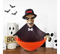 Electric Skeleton Candy Holder - 24 CM Skull Bowl with LED Eyes and Sound - Horror Party Home Bar Table Decorations