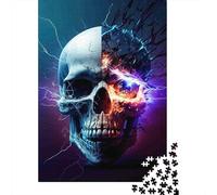 Electric Skull Jigsaw Puzzles 1000 Pieces Recycled Paper Dual ElementPuzzle for Adults Jigsaw Puzzle Educational Game Decompression Family Game Fun Present for Home 38x26cm/1000pcs