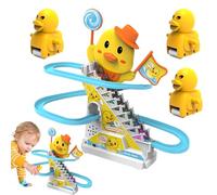 Electric Slide with Duck Track - Automatic Stair Climbing Coaster with Music and Lights | Duck Slide with LED Lights and Music, Educational Interactive Game for , Learning
