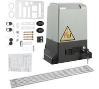 Electric Sliding Gate Opener with 6M Rack and 2 Remote Controls, 370W 220V Security Gate Operator Automatic Sliding Gate Drive, 800KG Garage Courtyard Gate Operator Sliding Door for Hotels Factories