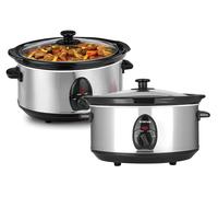 Electric Slow Cooker 3.5L 3.5 Litre Stainless Steel - Removable Bowl & Glass Lid
