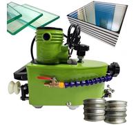 Electric Small Glass Edging Machine with Diamond Wheels Straight Round Bevel Edge Trimmer Grinder, Portable Glass Edge Grinder