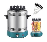 Electric Smokeless Barbecue Grill 1200w, 12 Fork Rotating Grill With Even Heating & Adjustable Temperature, Indoor Outdoor Bbq For Home Kitchen Restaurant Party