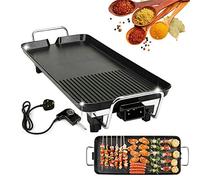 Electric Smokeless Table Top Grill, BBQ Griddle Non-Stick Barbecue Hot Plate for Kitchen Dinner Party Camping Festival Cooking, Large Size - 48 x 27 x 8 cm