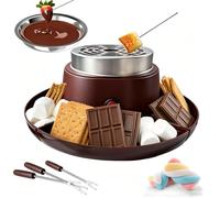 Electric S'Mores Maker & Chocolate Fondue Set, 4 Forks