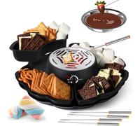 Electric S'Mores Maker & Fondue Set - Chocolate Marshmallow Toasting Kit with Temperature Control, Nonstick Plate, 5 Accessories for Kids, Parties, and Movie Nights
