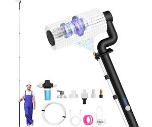 Electric Solar Panel Cleaning Brush and Pole, 6.2M Solar Panel Cleaning Kit with Soap Dispenser, Telescopic Water Fed Pole, Window Washing Kit for Conservatory Roofs, Windows, PV System