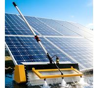 Electric Solar Panel Cleaning Brush Kit, 150W Cordless Water Washing Roller for Photovoltaic Panels, Roof Skylight, Windows - 24in Rotary Head, 5.6m Reach