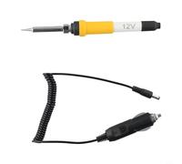 Electric Soldering Iron 12V DC 60W with Cigarette Lighter Cable, Ceramic Heater Core for Fast Heating, Insulated Silicone Handle, Compact and Lightweight for Outdoor Car Repairs