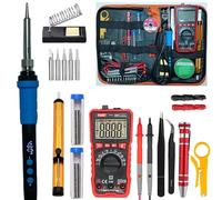 Electric Soldering Iron, Soldering Iron, Soldering Iron with Adjustable Temperature, 5 Soldering Tips, Digital Multimeter Kit, Multitester, NCV, TRMS 10000 Pearl, Intelligent Automatic Range