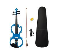 Electric Solid Wood Violin Ebony Fittings in Blue Fiddle Set w/Brazilwood Bow Cable 4/4 Violin Case