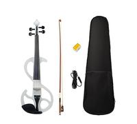 Electric Solid Wood Violin White Set W/Canvas Violin Case Brazilwood Bow Audio Cable White Student Violin