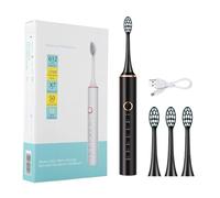 Electric Sonic Toothbrush, 37000 Vibrations, 18 Cleaning Modes, 50-Day Battery Life, Waterproof, 3 Brush Heads (Black)