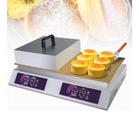 Electric Souffle Pancake Maker, Stainless Steel Non-stick Griddle with Copper Surface, Commercial Doublehead Machine, 60-240℃ Temperature Control