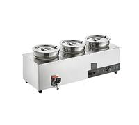Electric Soup Warmer with 2/3/4 * 7.4 Qt Food Kettle Warmer Stainless Steel Cooking Pot Heat Resistant for Restaurant Home(3x7.4QT 1200W)