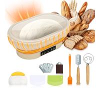 Electric Sourdough Proofing Basket Set - 2L Thermostatic Silicone Bowl, 7-Piece Kit. Faster Dough Rising, Easy Clean. Perfect for Baking Enthusiasts!Foldable Bread Proving Basket