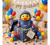 Electric Space Astronaut Dancing Duck Toy With Music & Led Lights Interactive Wiggling Robot Toy For Kids & Toddlers