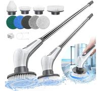 Electric Spin Scrubber, 10 in 1 Airpher Cordless Cleaning Brush IPX8 with 9 Replaceable Brush Heads and 4 Tier Removable Handle, Power Shower Scrubber for Bathroom, Tub, Tile, Floor, Kitchen, Window