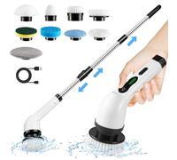 Electric Spin Scrubber, 2 Speed Cordless Cleaning Brush with 9 Replaceable Brush Heads, Adjustable Extended Handle Shower Electric Scrubber, Suitable for Bathroom and Tub, Tile Floor, Kitchen & Car