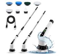 Electric Spin Scrubber, 2-Speed Modes Cordless Cleaning Brush With 7 Brush Heads Adjustable Telescopic Handle For Bathroom Kitchen Floor Tile