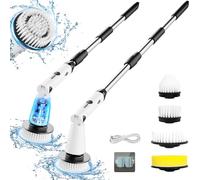 Electric Spin Scrubber, 2024 New Bathroom Cleaner, Power Shower Cleaning Brush with Extendable Handle & 4 Brush Heads, Shower Scrubber for Bathtub Tile Grout Kitchen Window and Floor
