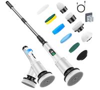 Electric Spin Scrubber, 2026 Upgraded Cordless Electric Cleaning Brush with 9 Replaceable Brush Heads,IPX6 Waterproof, Adjustable Angle, Extendable Long Handle, 2 Speeds for Bathroom,Kitchen,Tile,Car
