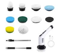 Electric Spin Scrubber, 360 Cordless Powerful Scrub Brush with Two Speed Settings, One Button Control and 9 Replaceable Brush Heads, Cleaning Tool for Bathroom Kitchen Shower Tub and Floor Tiles