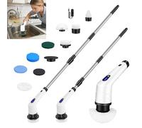 Electric Spin Scrubber，9 in 1 Electric Cleaning Brush with Extension Handle and 9 Replaceable Brush Heads,Power Scrubber 2 Speeds,300/400RPM Spin Scrubber for Bathroom Kitchen Floor Tile