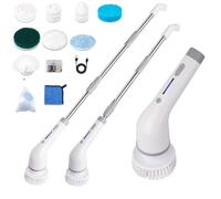 Electric Spin Scrubber, Cleaning Supplies with High-Speed 400/450 RPM, Adjustable Long Handle, High Torque, 8 Versatile Brush Heads, 90-Minute Runtime, Car Wash Brush for Windshields, Wheel