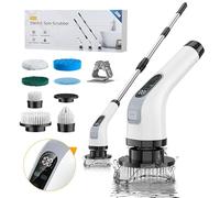 Electric Spin Scrubber, Cordless Cleaning Brush Scrubber for Home, 360RPM/Mins-7 Replaceable Brush Heads-90Mins Work Time, 3 Adjustable Size, 2 Speeds for Bathroom Shower Bathtub Glass Car